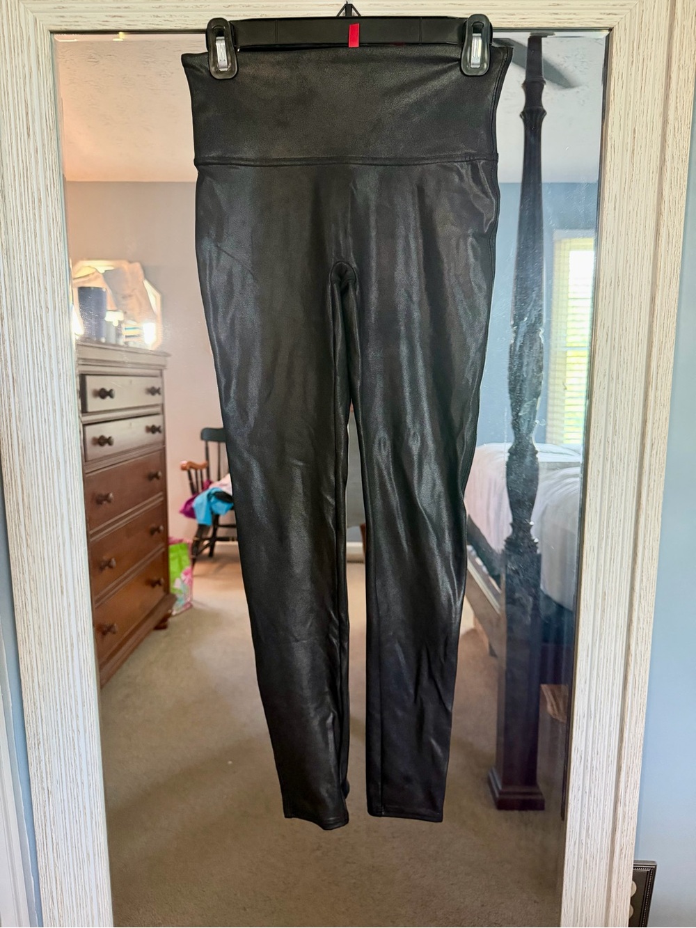 SPANX Black Faux Leather Leggings NWOT Sz M